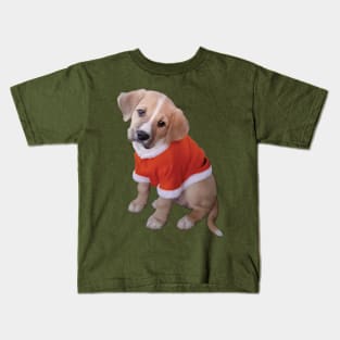 Puppy in Santa suit Kids T-Shirt